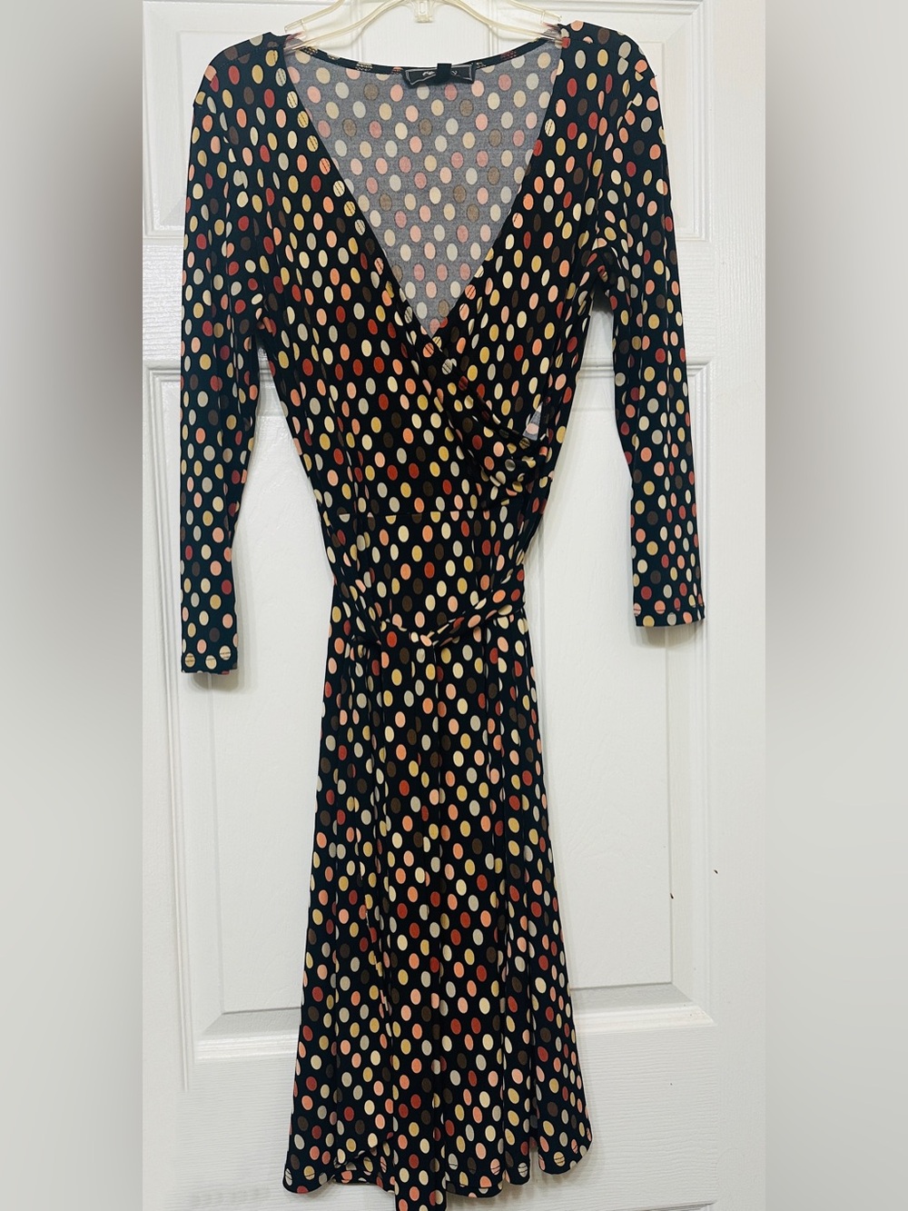 Lily Dress Brown Colorful Polka Dot  Knee Length Belted Size PM